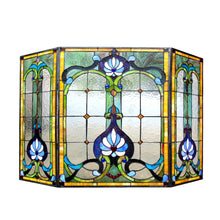 Load image into Gallery viewer, RADIANCE goods Victorian 3pcs Folding Stained Glass Fireplace Screen 44&quot; Wide
