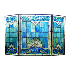 Load image into Gallery viewer, RADIANCE goods Victorian 3pcs Folding Stained Glass Fireplace Screen 44&quot; Wide
