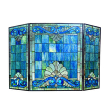 Load image into Gallery viewer, RADIANCE goods Victorian 3pcs Folding Stained Glass Fireplace Screen 44&quot; Wide
