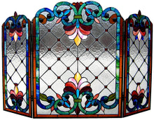 Load image into Gallery viewer, RADIANCE goods Victorian 3pcs Folding Stained Glass Fireplace Screen 44&quot; Wide
