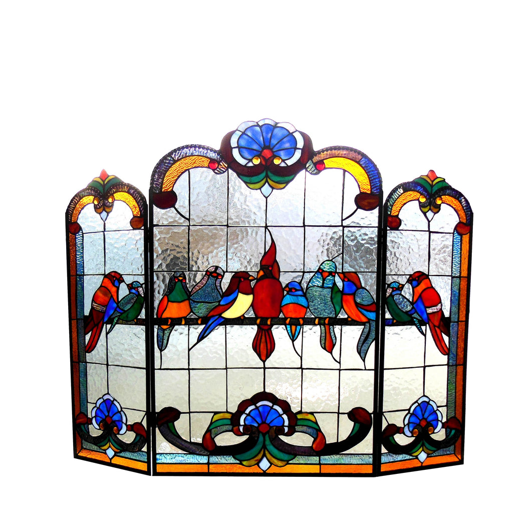 RADIANCE goods Animal 3pcs Folding Stained Glass Fireplace Screen 40