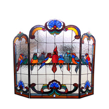 Load image into Gallery viewer, RADIANCE goods Animal 3pcs Folding Stained Glass Fireplace Screen 40&quot; Wide
