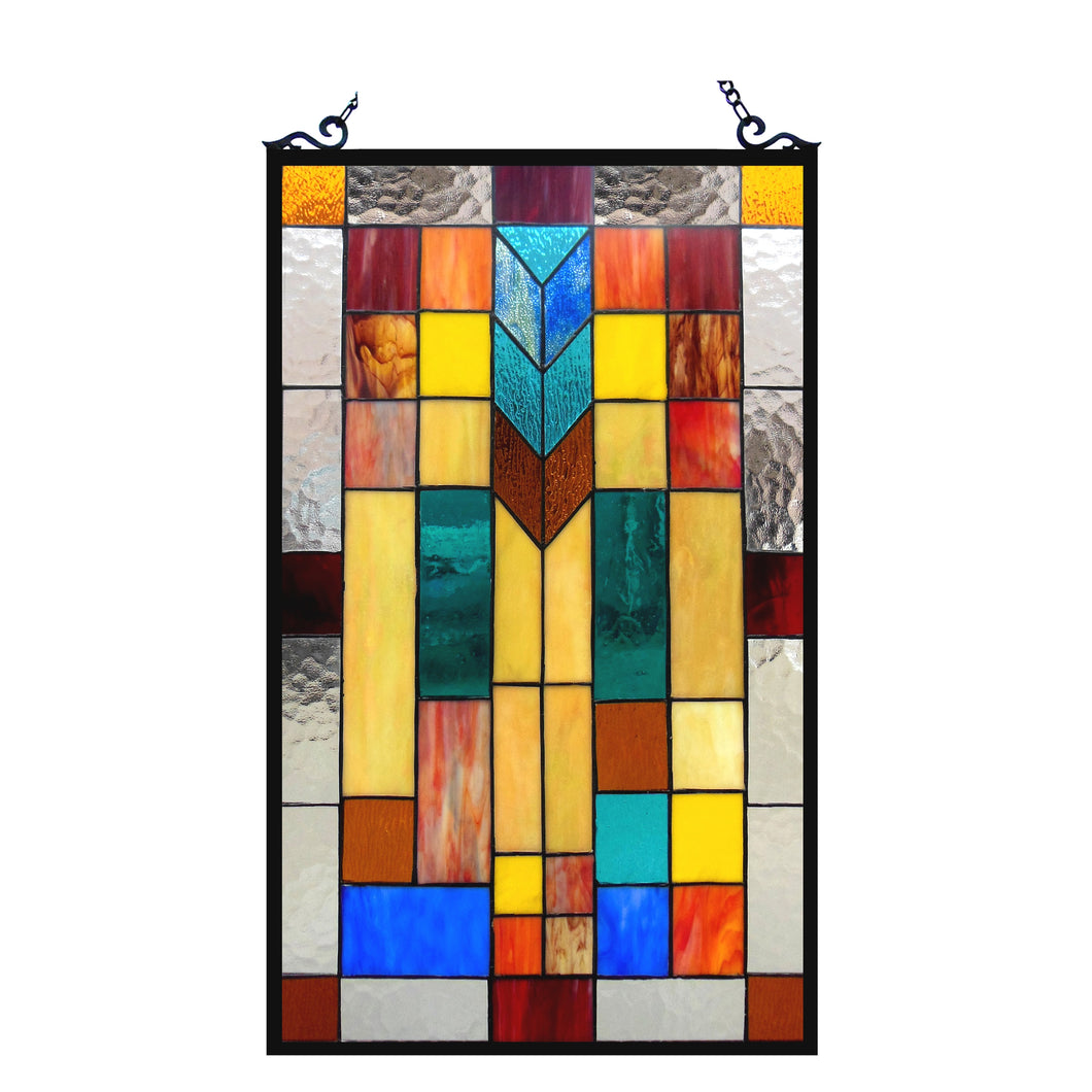 RADIANCE goods Geometric Stained Glass Window Panel 16