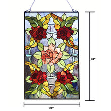 Load image into Gallery viewer, RADIANCE goods Floral Stained Glass Window Panel 32&quot;x20&quot;
