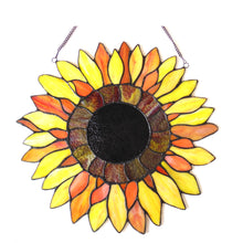 Load image into Gallery viewer, RADIANCE goods Sunflower Stained Glass Window Panel 16&quot;x16&quot;
