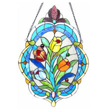 Load image into Gallery viewer, RADIANCE goods Tulip Stained Glass Window Panel 15.5&quot;x22.5&quot;

