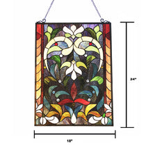 Load image into Gallery viewer, RADIANCE goods Victorian Stained Glass Window Panel 24&quot;x18&quot;
