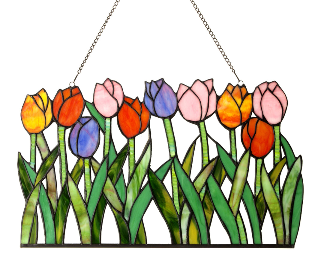 RADIANCE goods Tulips Stained Glass Window Panel 18