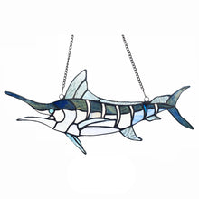 Load image into Gallery viewer, RADIANCE goods Swordfish-Style Stained Glass Window Panel 16&quot; Wide
