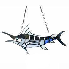 Load image into Gallery viewer, RADIANCE goods Swordfish-Style Stained Glass Window Panel 16&quot; Wide
