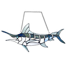 Load image into Gallery viewer, RADIANCE goods Swordfish-Style Stained Glass Window Panel 16&quot; Wide
