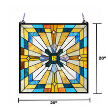 Load image into Gallery viewer, RADIANCE goods Mission Stained Glass Window Panel 20&quot;x20&quot;
