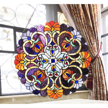 Load image into Gallery viewer, RADIANCE goods Victorian Stained Glass Window Panel 21&quot;x21&quot;
