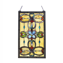 Load image into Gallery viewer, RADIANCE goods Victorian Stained Glass Window Panel 26&quot;x15&quot;
