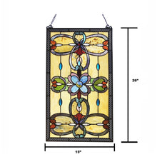 Load image into Gallery viewer, RADIANCE goods Victorian Stained Glass Window Panel 26&quot;x15&quot;
