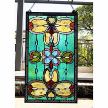 Load image into Gallery viewer, RADIANCE goods Victorian Stained Glass Window Panel 26&quot;x15&quot;
