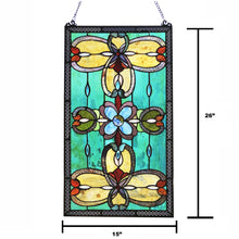 Load image into Gallery viewer, RADIANCE goods Victorian Stained Glass Window Panel 26&quot;x15&quot;
