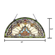 Load image into Gallery viewer, RADIANCE goods Victorian Stained Glass Window Panel 12.5&quot;x24&quot;
