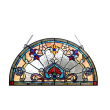 Load image into Gallery viewer, RADIANCE goods Victorian Stained Glass Window Panel 24&quot;x13&quot;
