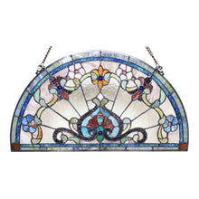 Load image into Gallery viewer, RADIANCE goods Victorian Stained Glass Window Panel 24&quot;x13&quot;
