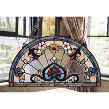 Load image into Gallery viewer, RADIANCE goods Victorian Stained Glass Window Panel 24&quot;x13&quot;
