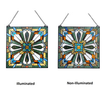 Load image into Gallery viewer, RADIANCE goods Mission-Style Stained Glass Window Panel 20&quot; Wide
