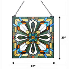 Load image into Gallery viewer, RADIANCE goods Mission-Style Stained Glass Window Panel 20&quot; Wide
