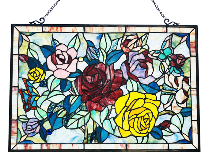 RADIANCE goods Floral Stained Glass Window Panel 27