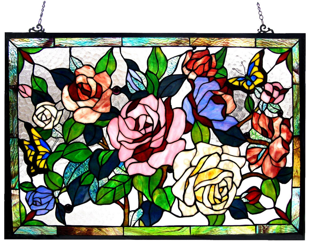 RADIANCE goods Floral Stained Glass Window Panel 27