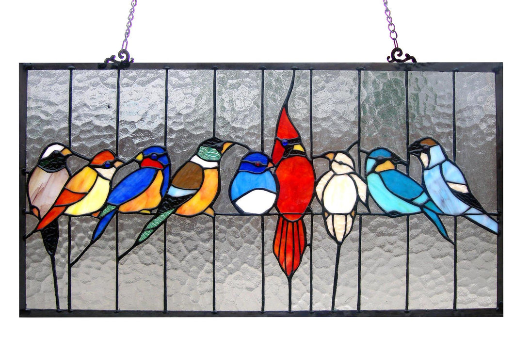 RADIANCE goods Birds Stained Glass Window Panel 24.5
