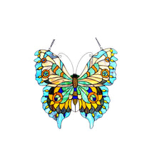 Load image into Gallery viewer, RADIANCE goods Butterfly Stained Glass Window Panel 20&quot;x21&quot;
