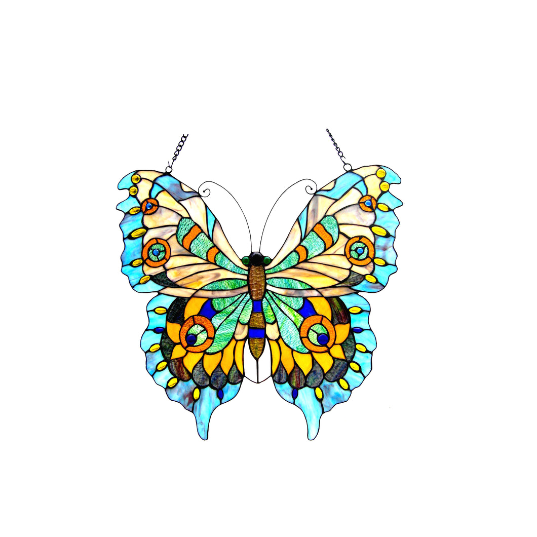 RADIANCE goods Butterfly Stained Glass Window Panel 20