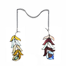 Load image into Gallery viewer, RADIANCE goods Double Feather Tiffany-Style Stained Glass Window Panels 7&quot; Tall
