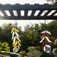 Load image into Gallery viewer, RADIANCE goods Double Feather Tiffany-Style Stained Glass Window Panels 7&quot; Tall
