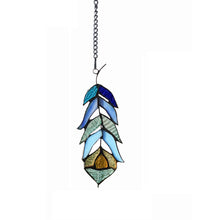 Load image into Gallery viewer, RADIANCE goods Feather Tiffany-Style Stained Glass Window Panel 7&quot; Tall
