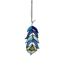 Load image into Gallery viewer, RADIANCE goods Feather Tiffany-Style Stained Glass Window Panel 7&quot; Tall
