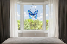 Load image into Gallery viewer, RADIANCE goods Butterfly Tiffany-Style Stained Glass Window Panel 14&quot; Wide
