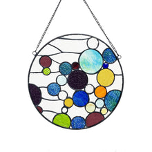 Load image into Gallery viewer, RADIANCE goods Geometric-Style Stained Glass Window Panel 13&quot; Wide
