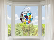 Load image into Gallery viewer, RADIANCE goods Geometric-Style Stained Glass Window Panel 13&quot; Wide
