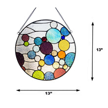 Load image into Gallery viewer, RADIANCE goods Geometric-Style Stained Glass Window Panel 13&quot; Wide
