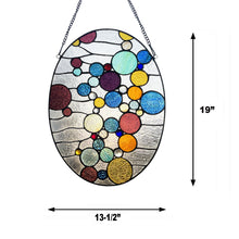 Load image into Gallery viewer, RADIANCE goods Geometric-Style Stained Glass Window Panel 20&quot; Tall
