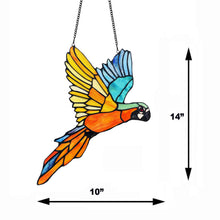 Load image into Gallery viewer, RADIANCE goods Parrot Tiffany Style Stained Glass Window Panel 14&quot; Wide
