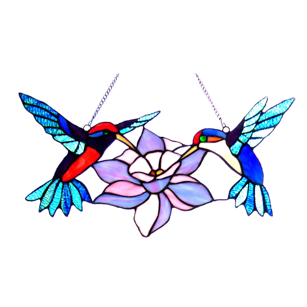 RADIANCE goods Hummingbirds Stained Glass Window Panel 18