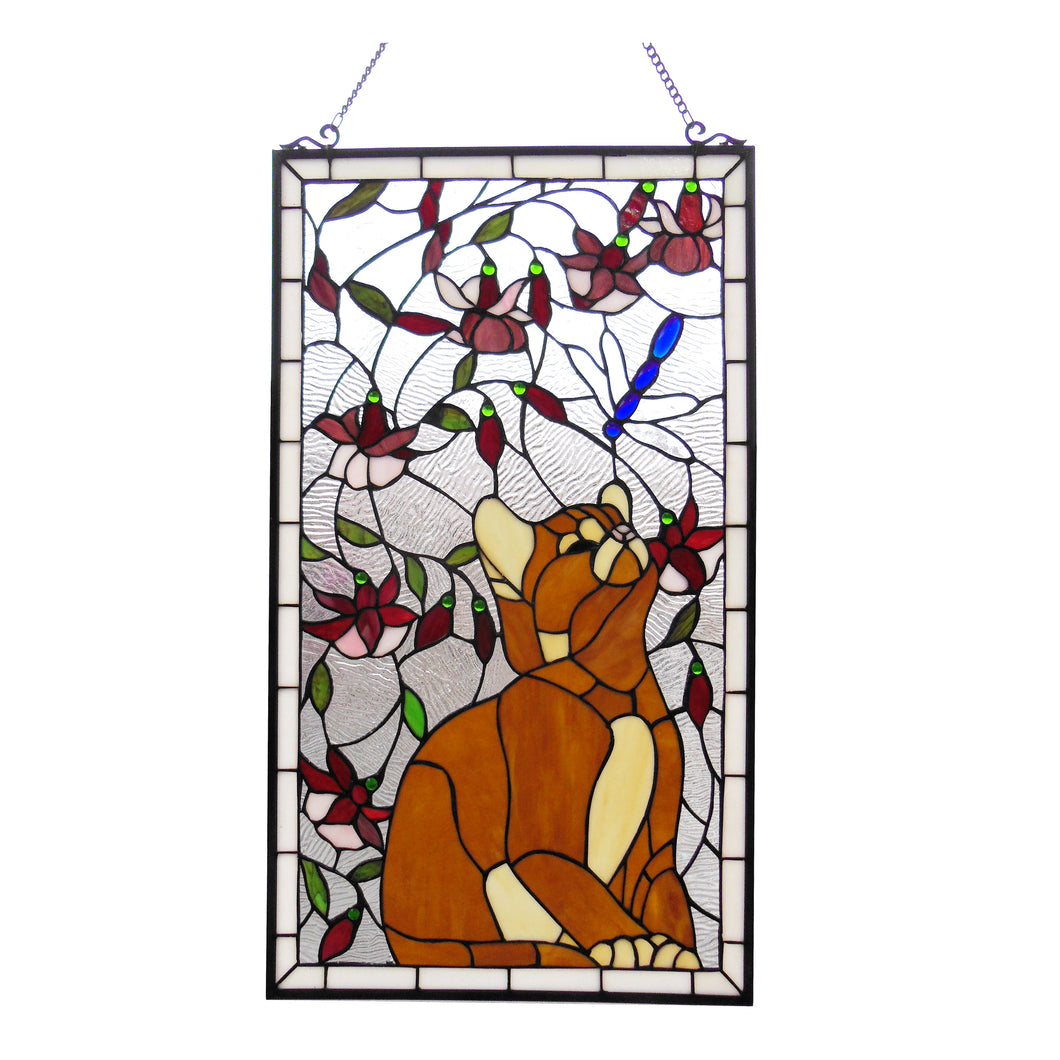 RADIANCE goods Cat Stained Glass Window Panel 18
