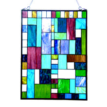 Load image into Gallery viewer, RADIANCE goods Geometric Stained Glass Window Panel 18&quot;x24&quot;
