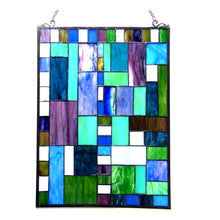 Load image into Gallery viewer, RADIANCE goods Geometric Stained Glass Window Panel 18&quot;x24&quot;
