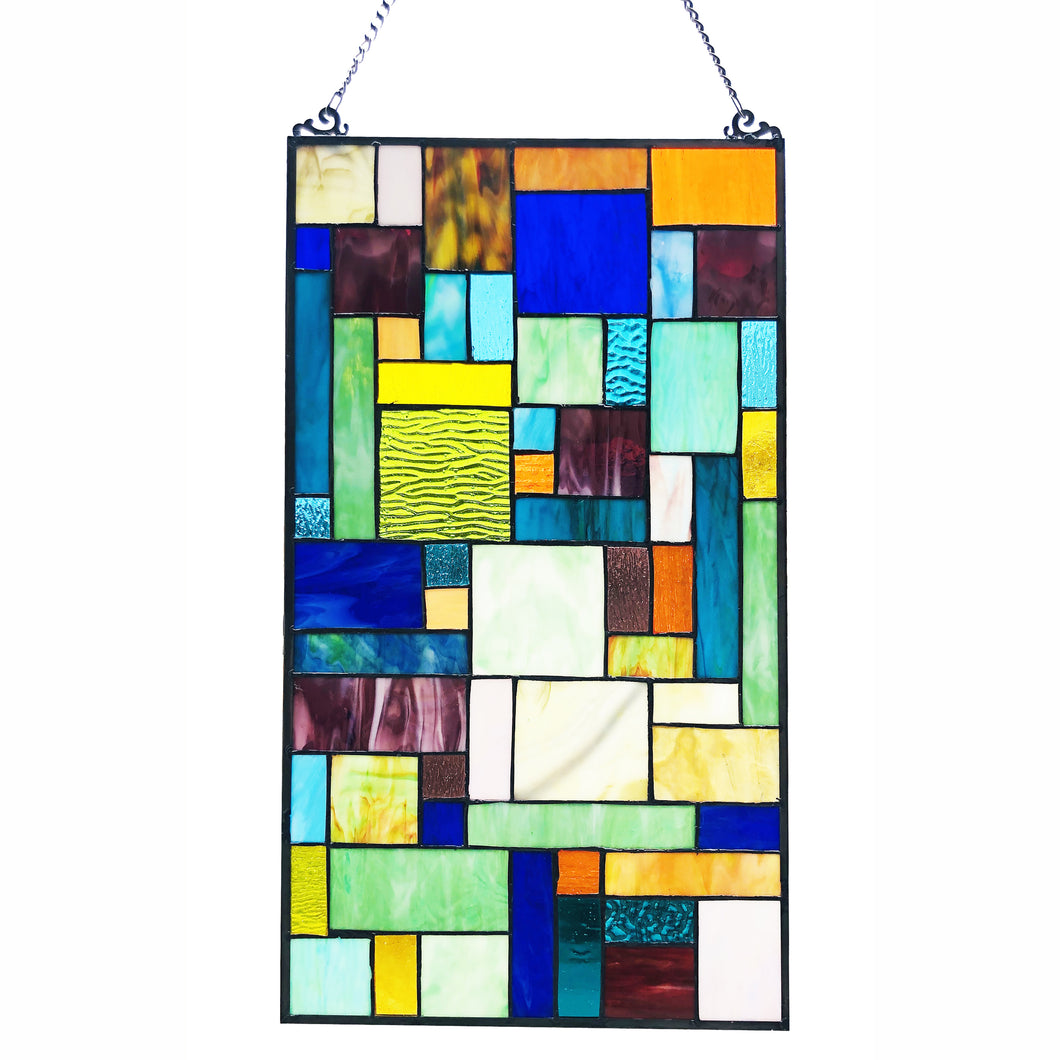 RADIANCE goods Geometric Stained Glass Window Panel 23