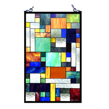 Load image into Gallery viewer, RADIANCE goods Geometric Stained Glass Window Panel 20&quot;x32&quot;
