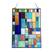 Load image into Gallery viewer, RADIANCE goods Geometric Stained Glass Window Panel 24&quot;x18&quot;
