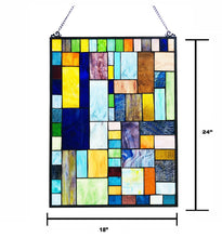 Load image into Gallery viewer, RADIANCE goods Geometric Stained Glass Window Panel 24&quot;x18&quot;
